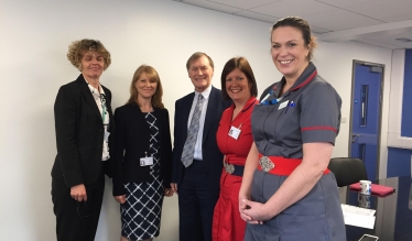 Sir David visits Southend Hospital to meet new management team